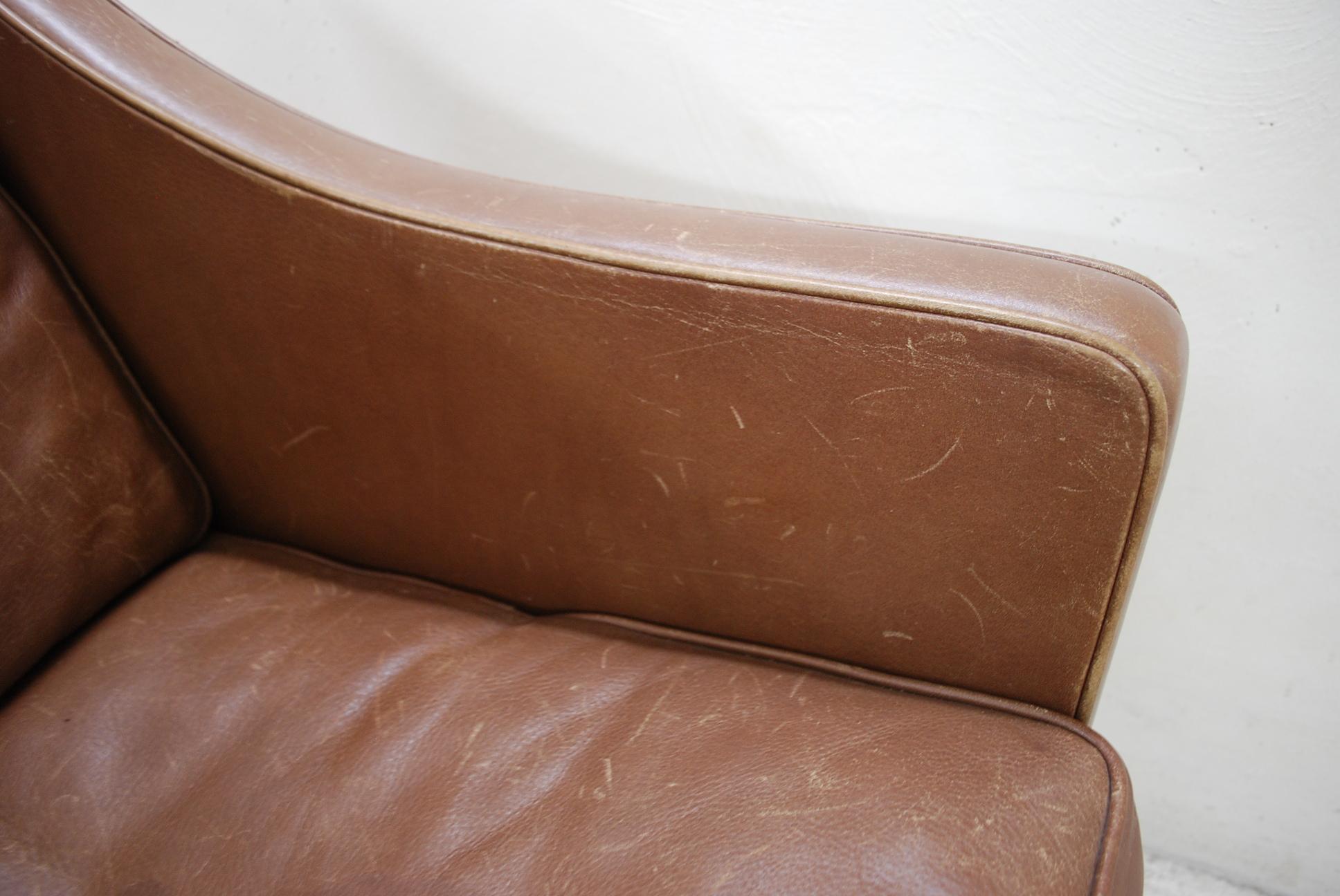 Børge Mogensen Vintage Leather Armchair Model 2207 Brown for Fredericia 8