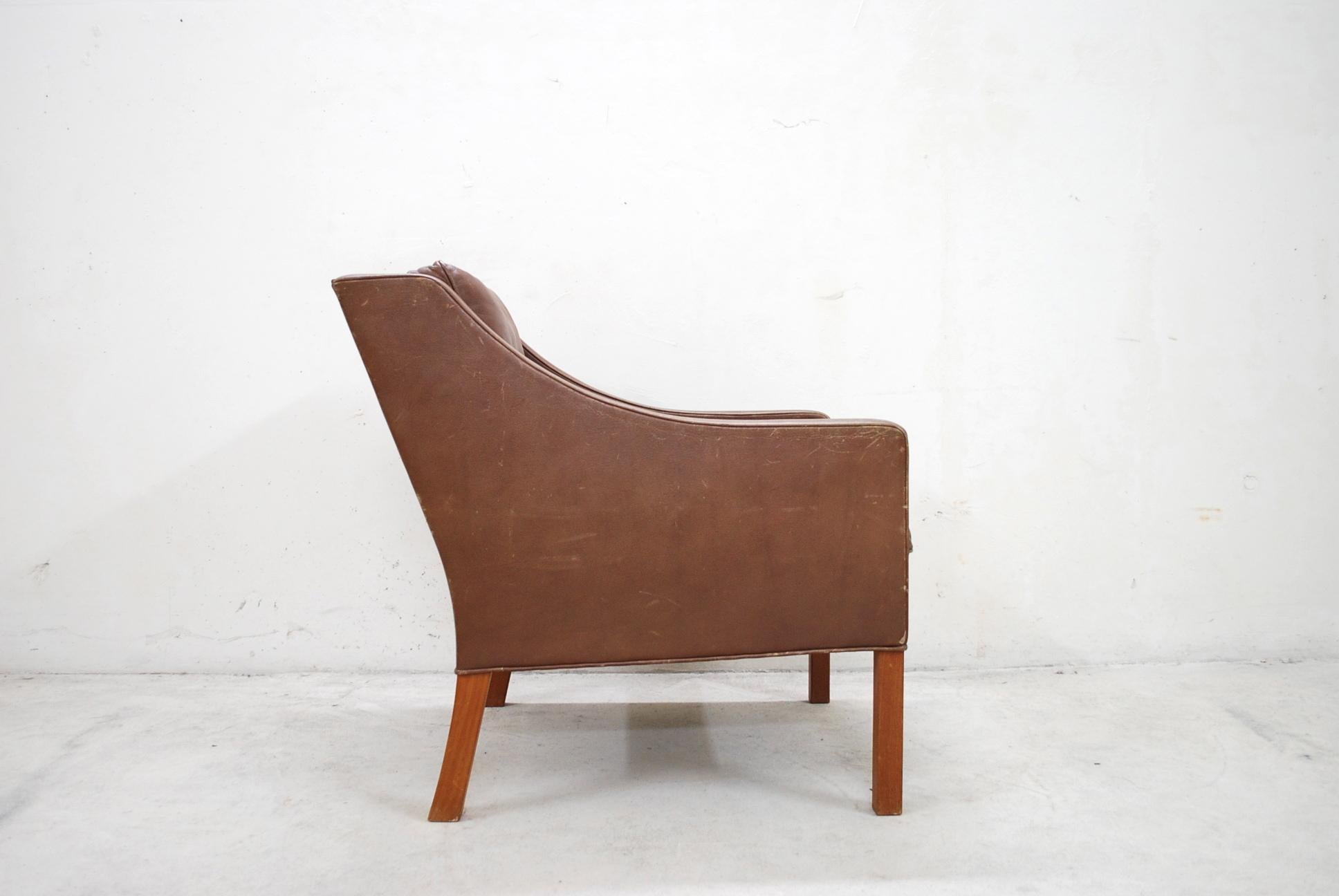 Børge Mogensen Vintage Leather Armchair Model 2207 Brown for Fredericia 9