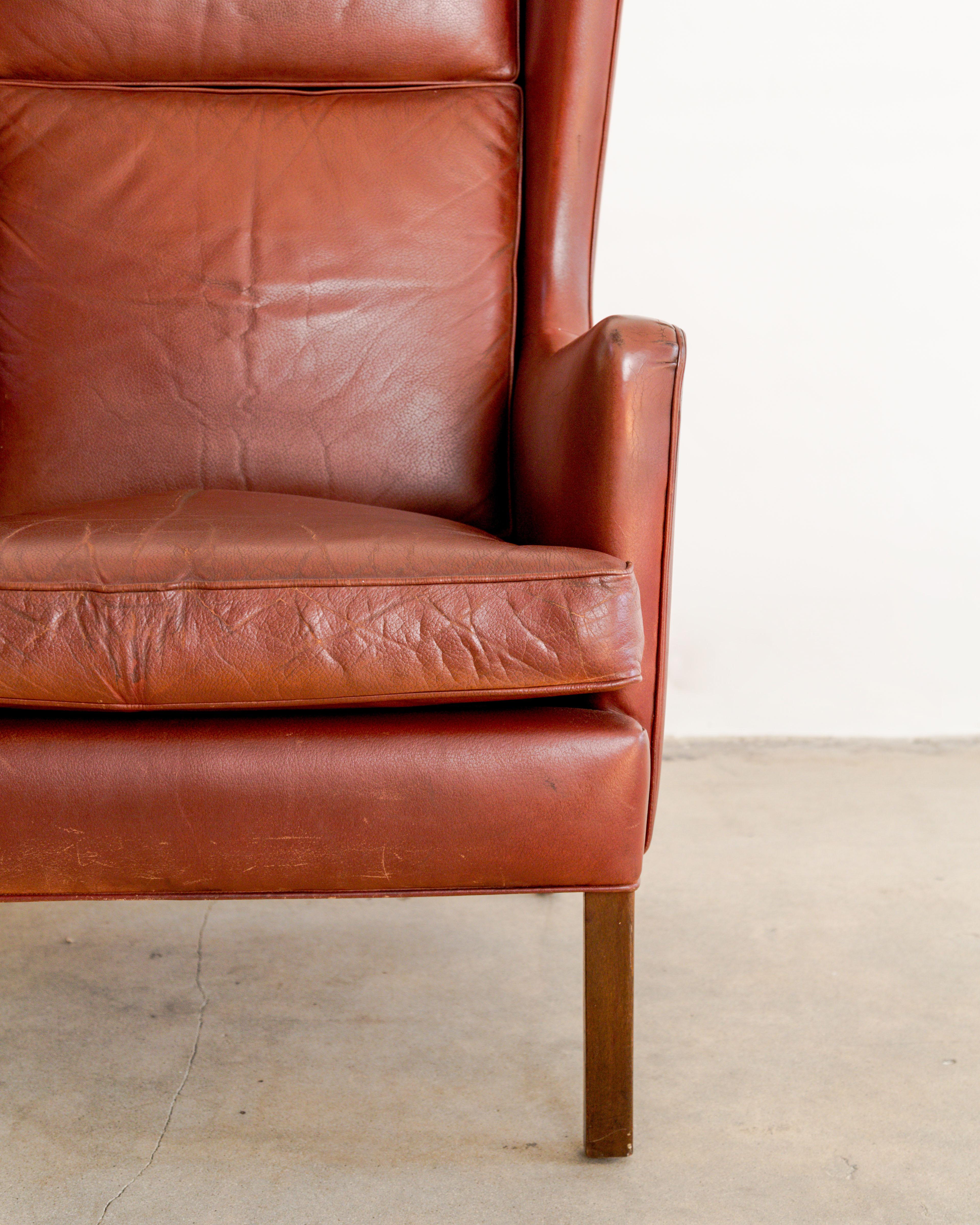 Leather Borge Mogensen  Wing Chair For Sale