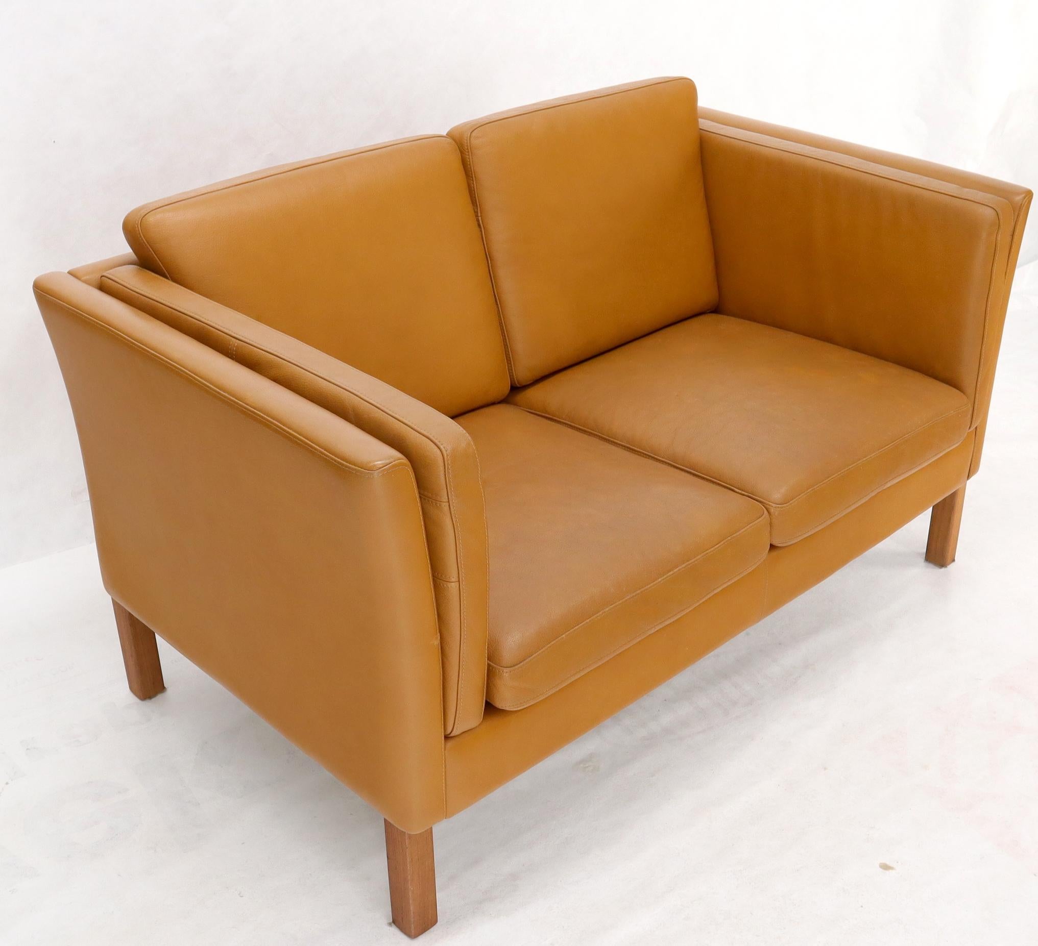Danish Mid-Century Modern love seat sofa by Borge Mogensen.