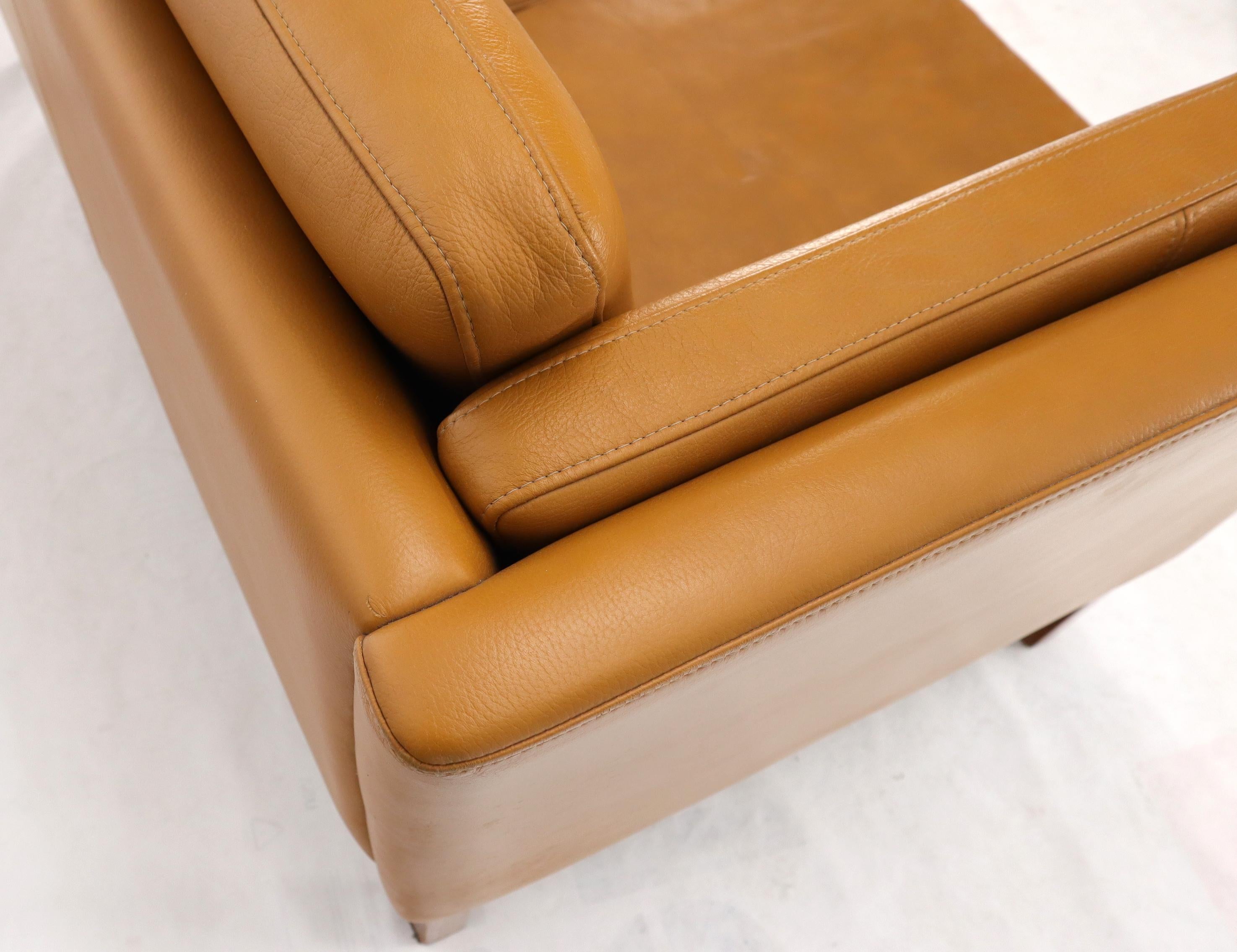 American Borge Mogenson Tan Leather Loveseat Sofa Danish Mid-Century Modern For Sale