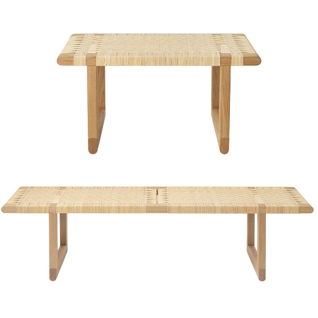 Borge Mogensen 'BMO488L' Table Bench in Oak, Oil & Wicker for Carl Hansen & Son For Sale 1
