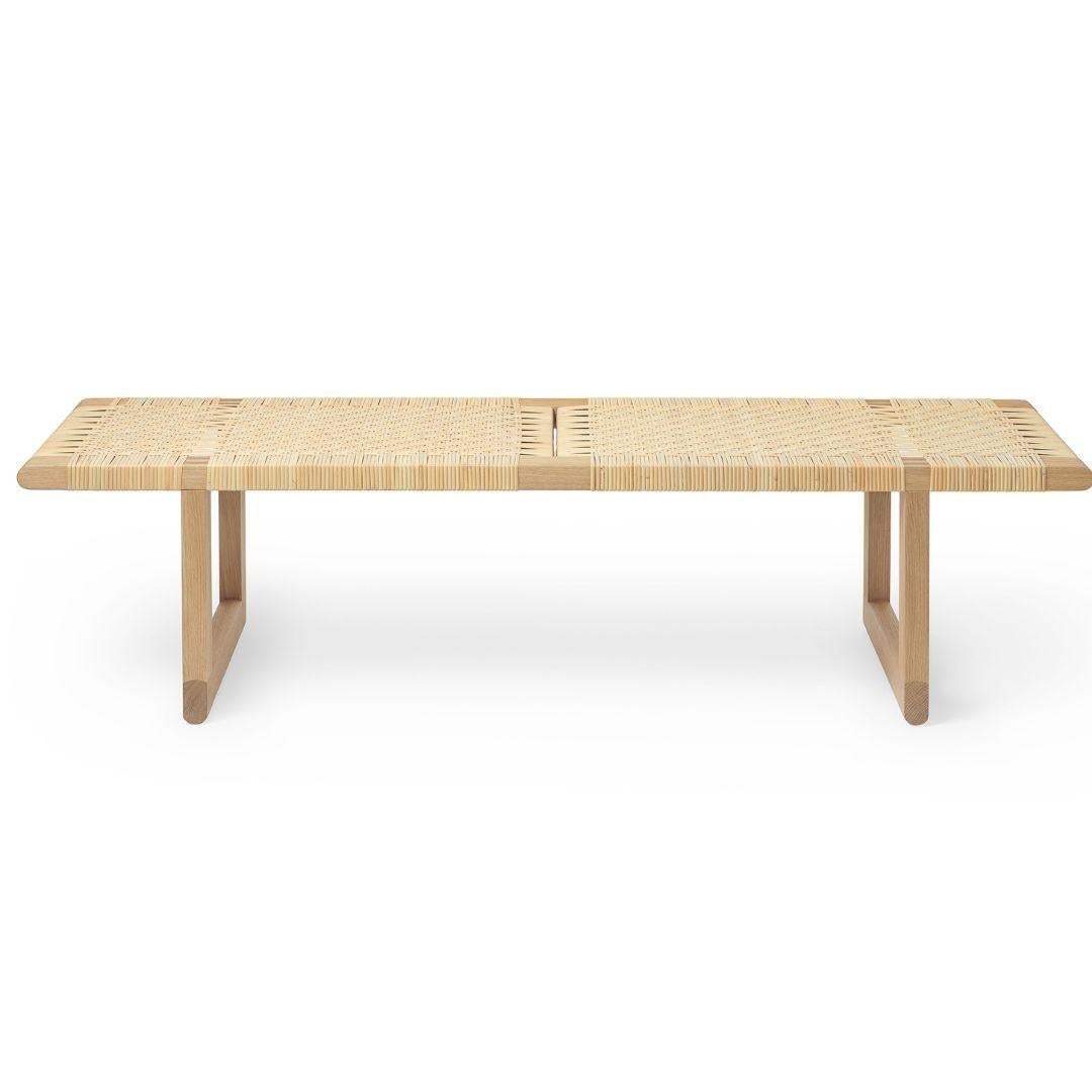 Contemporary Borge Mogensen 'BMO488L' Table Bench in Oak, Oil & Wicker for Carl Hansen & Son For Sale