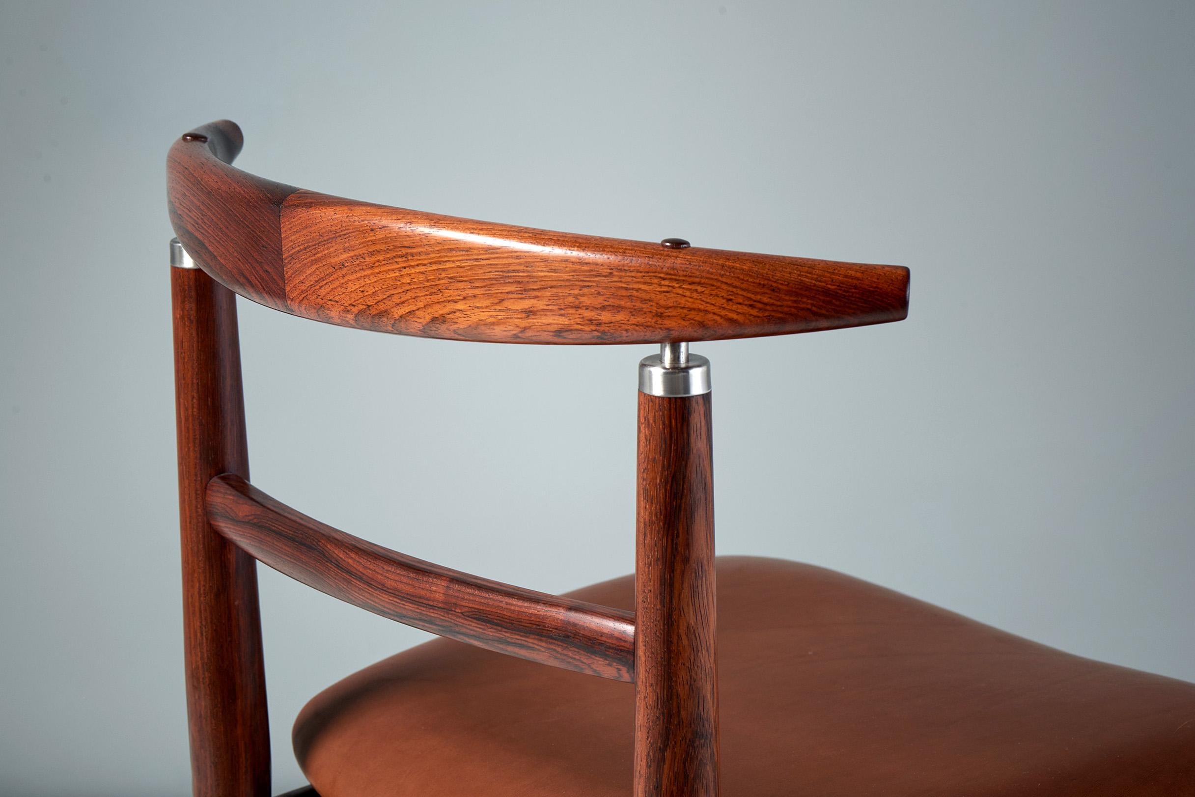 Mid-20th Century Borge Rammeskov Set of 8 Danish Rosewood Dining Chairs, c1960s For Sale