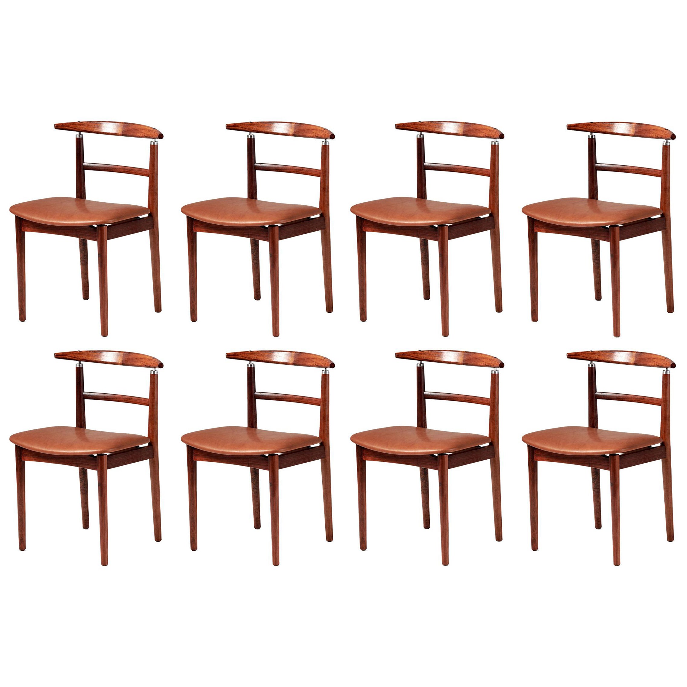 Borge Rammeskov: 8er-Set dänischer Palisander-Esszimmerstühle, ca. 1960er Jahre