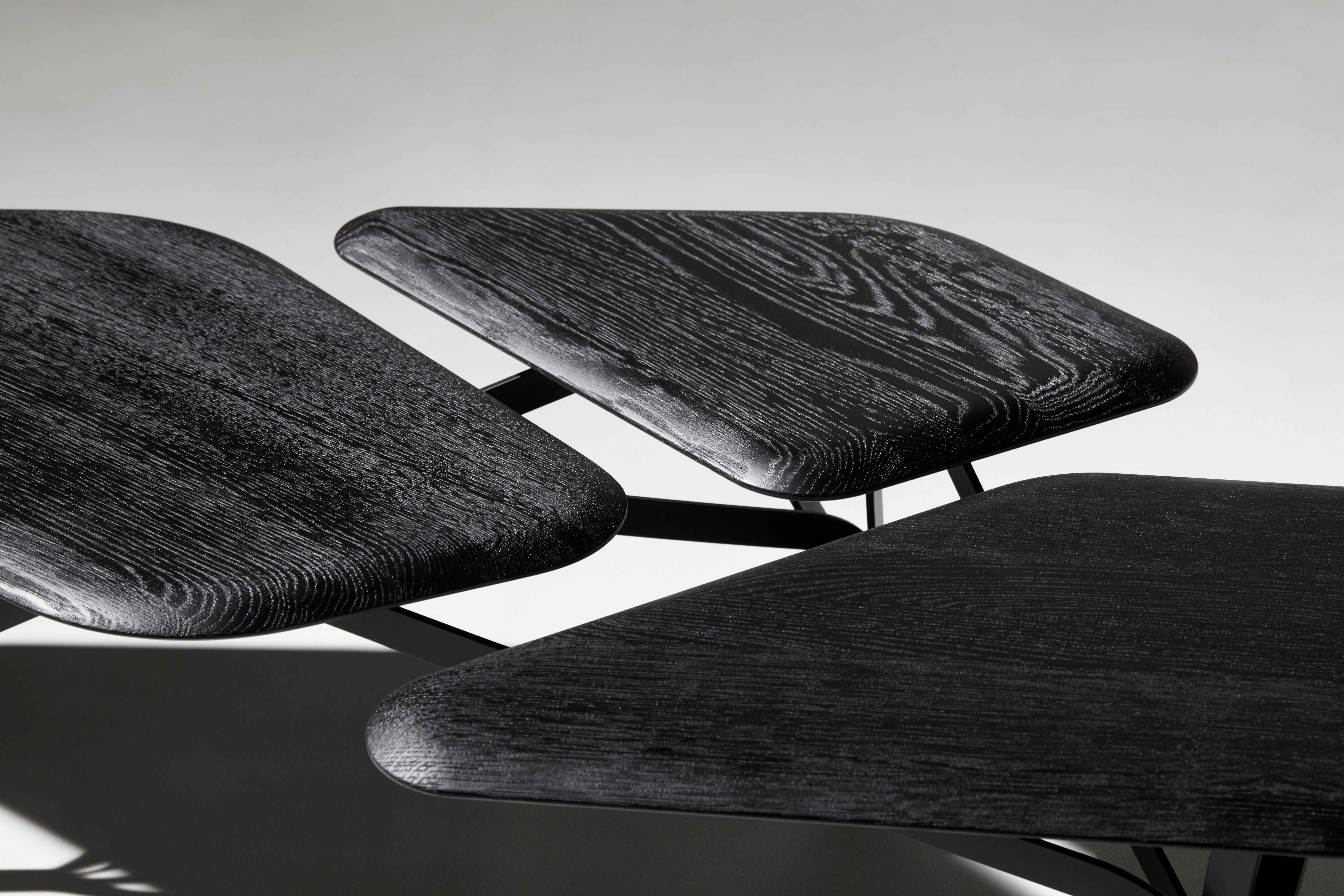 Organic Modern Borghese Coffee Table, Black Wood Top by Noé Duchaufour Lawrance for La Chance For Sale