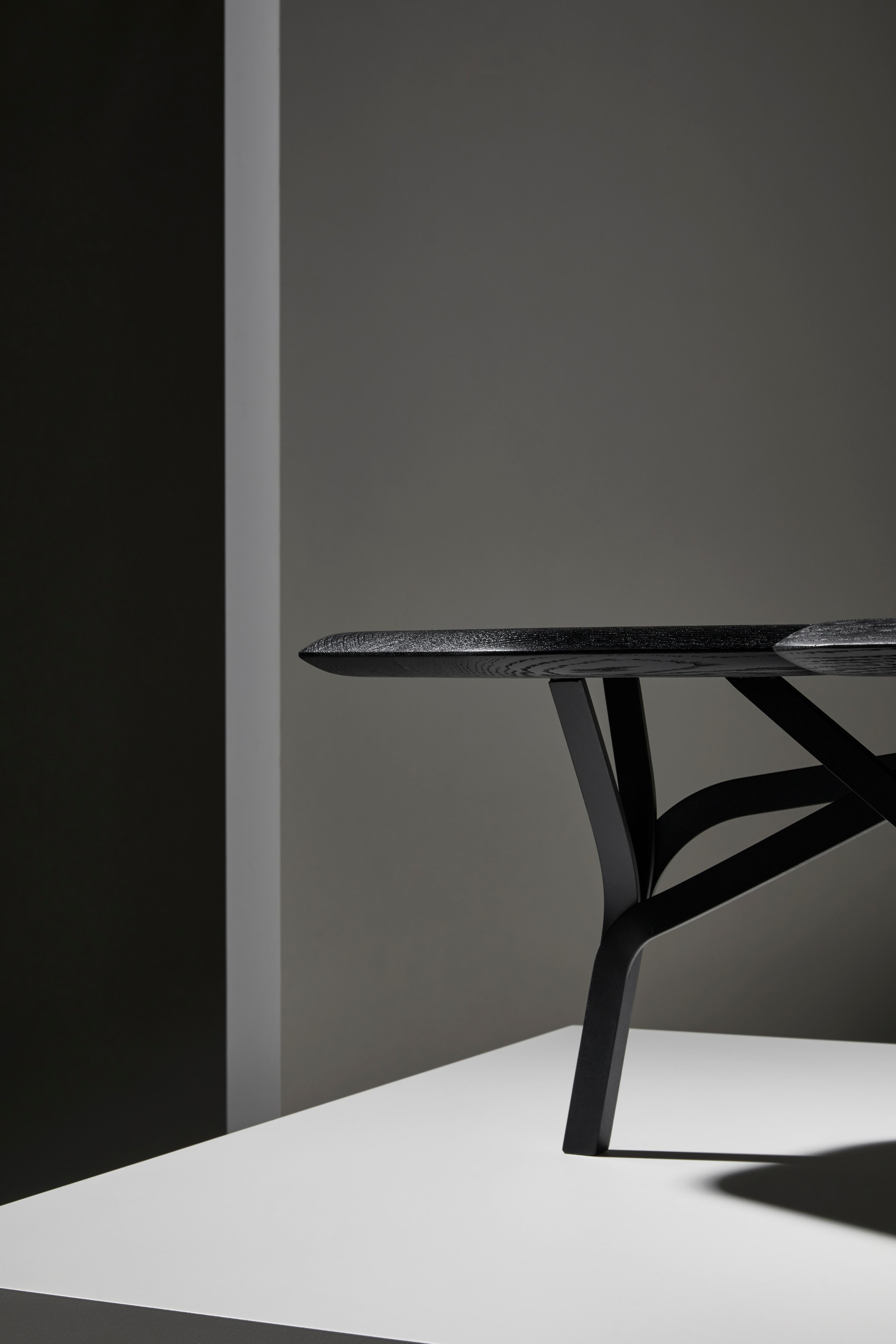 French Borghese Coffee Table, Black Wood Top by Noé Duchaufour Lawrance for La Chance For Sale