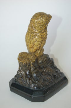 Borghese English Victorian Period Majolica Owl Figurine, Circa 1871