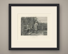 Borghese Gardens, Rome, Antique Steel Engraving after G.G. Kilburne, circa 1878