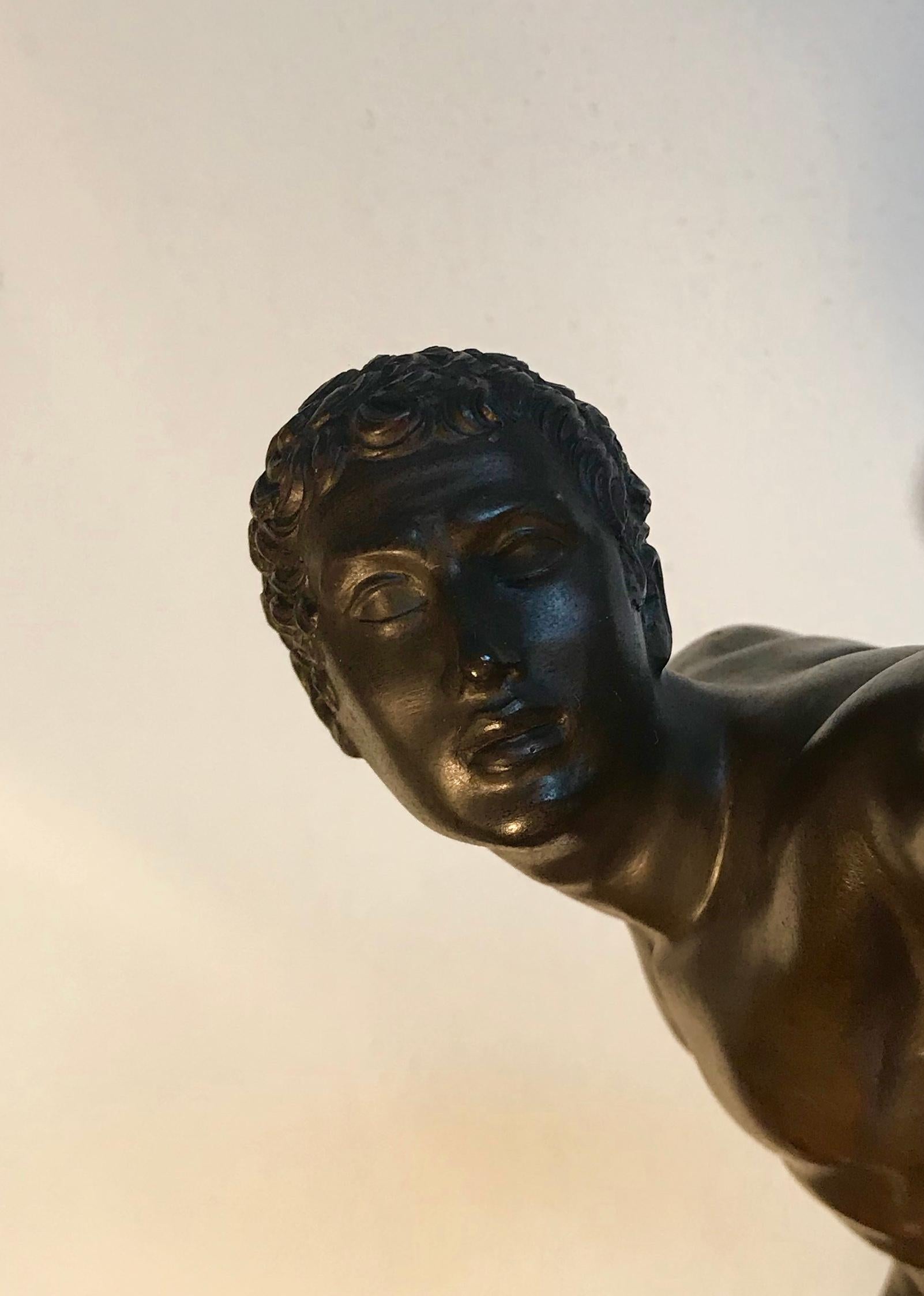 Grand Tour Borghese Gladiator in Bronze, circa 1900, Naples For Sale