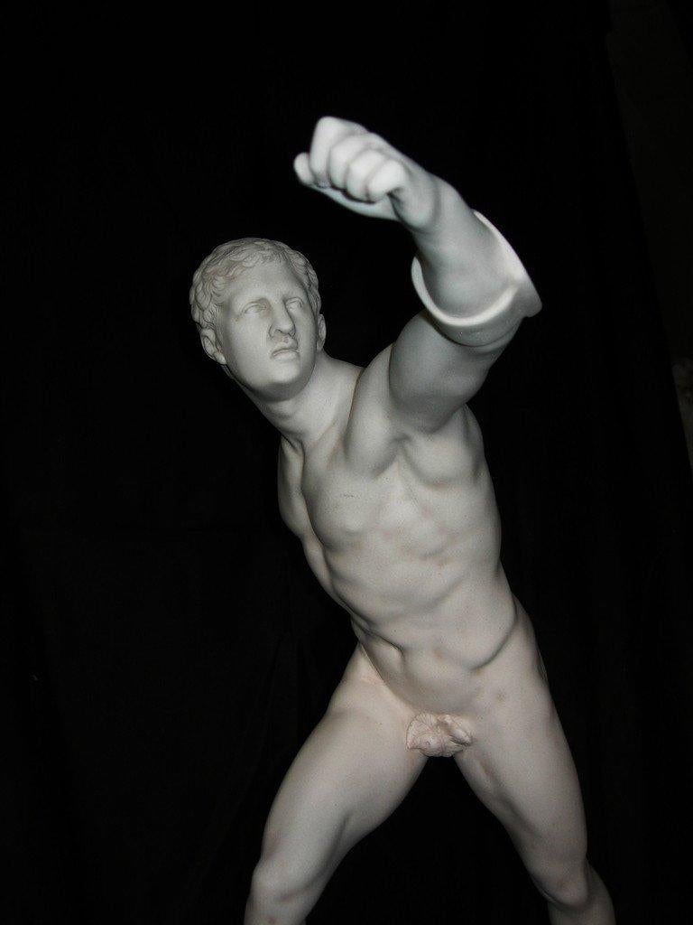 British Borghese Gladiator Marble Sculpture, 20th Century For Sale
