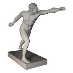 Used Borghese Gladiator Marble Sculpture, 20th Century