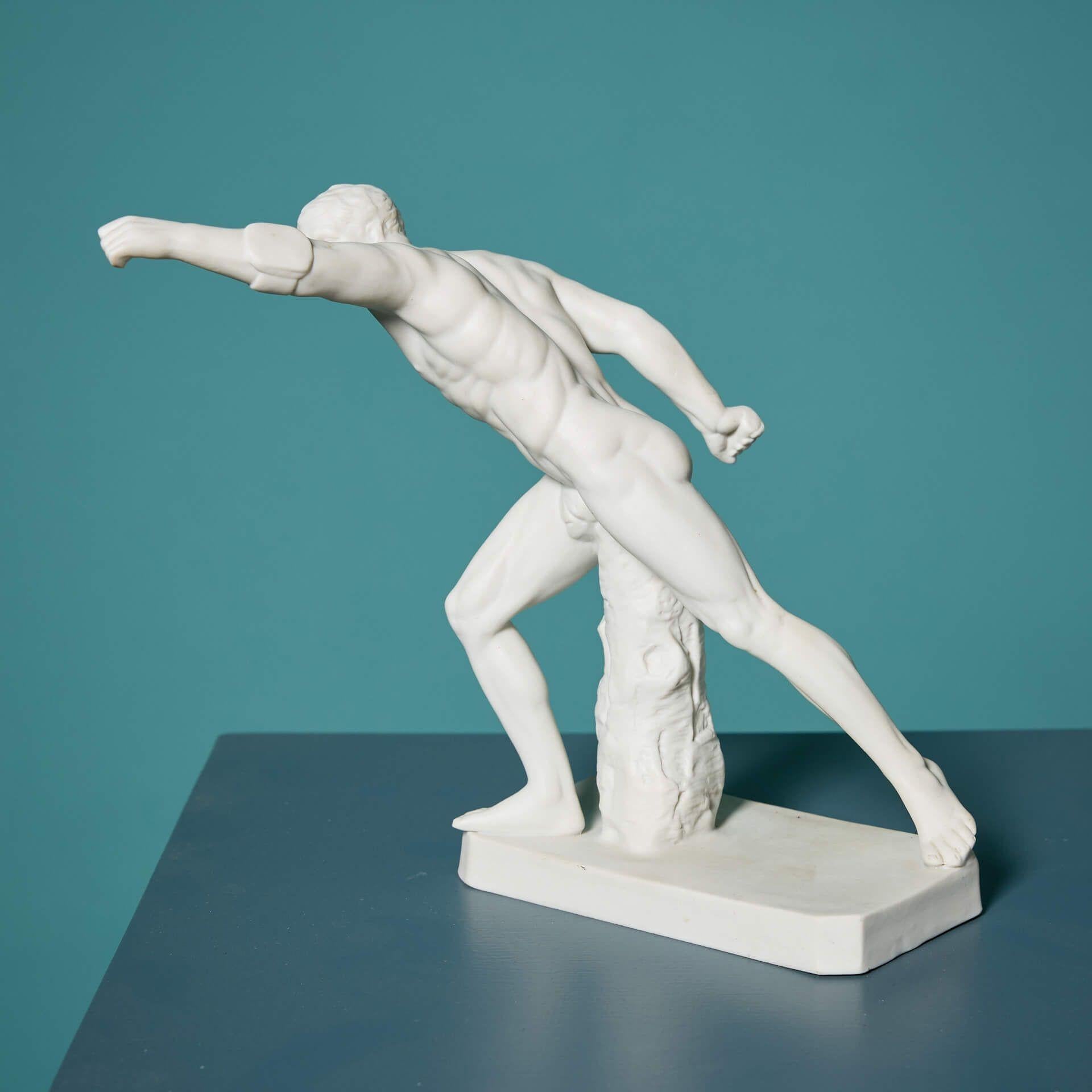 German Borghese Gladiator Parianware Sculpture For Sale