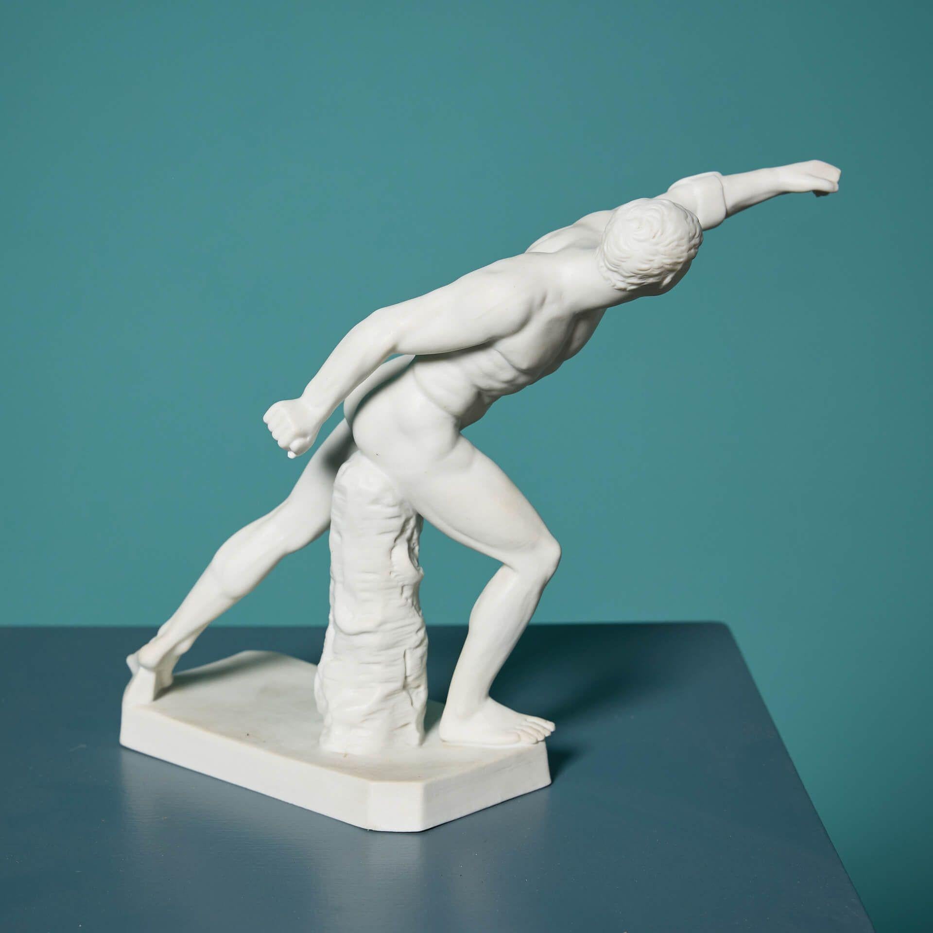 Borghese Gladiator Parianware Sculpture In Fair Condition For Sale In Wormelow, Herefordshire