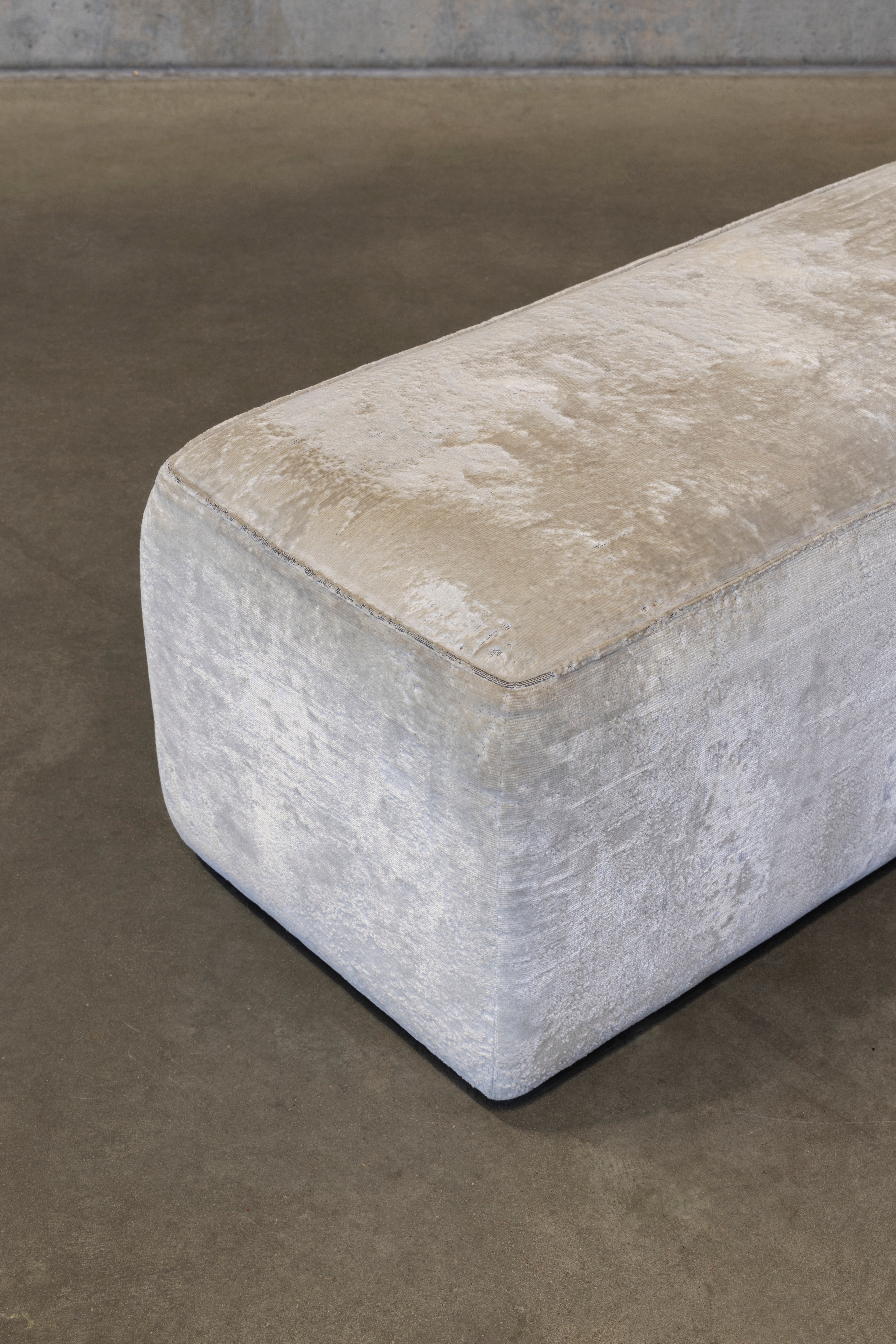 Borghese Handcrafted Ottoman by Rytsola, Fabric and Oak, Modern Design