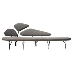 Borghese Sahco Moss Safire Grey Long Sofa Black Textured Structure by La Chance