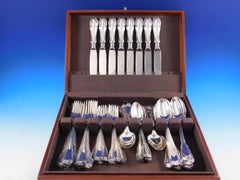 Ensemble de couverts de table en argent sterling 8 services 48 pièces Borgia par Buccellati, Italie