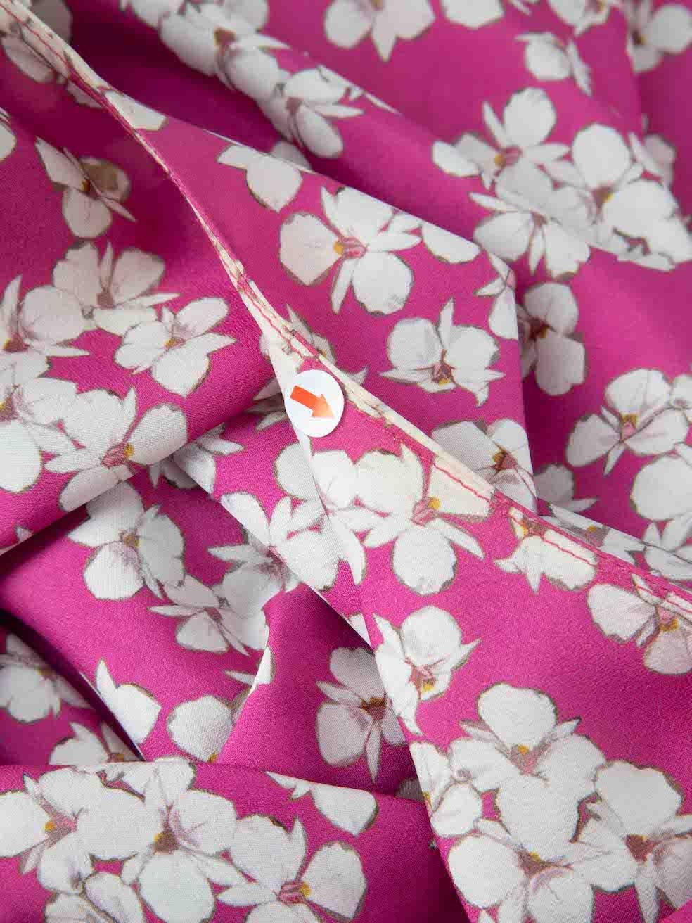 Women's Borgo De Nor Pink Floral Midi Dress Size M For Sale