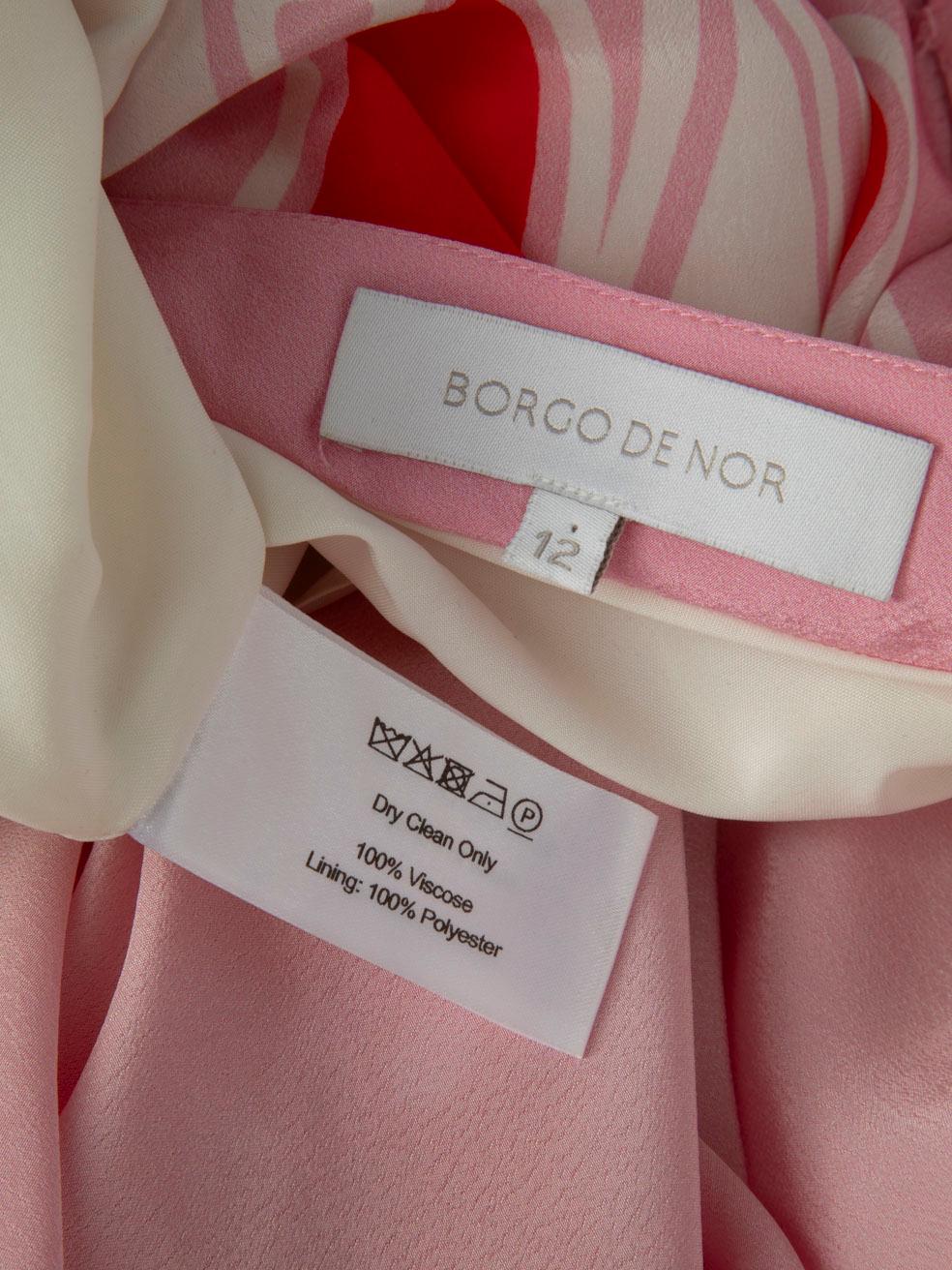 Borgo De Nor Pink Floral Print One Sleeve Dress Size L 3