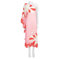 Borgo De Nor Pink Floral Print One Sleeve Dress Size L