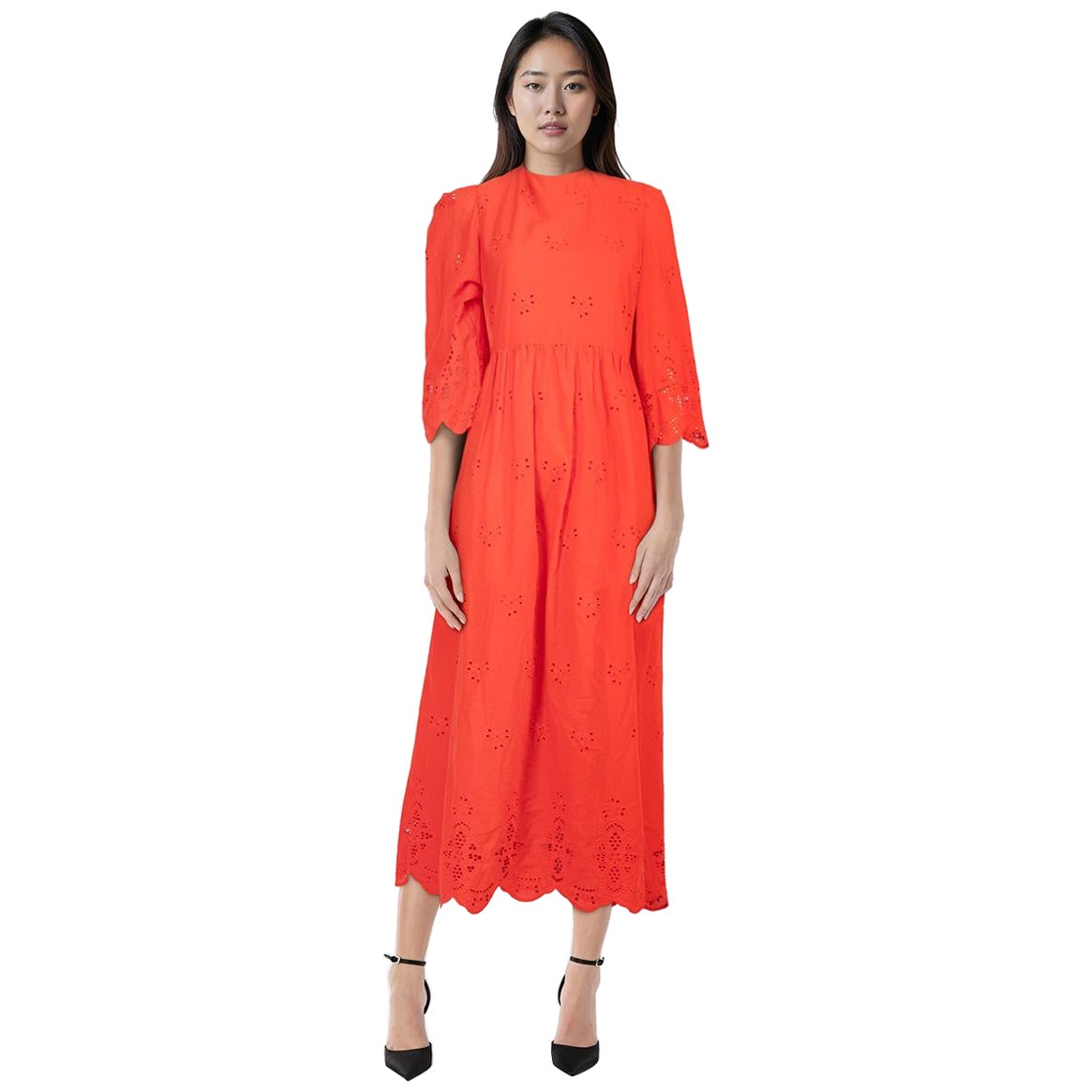 Borgo De Nor Red Broderie Detail Maxi Dress Size L For Sale