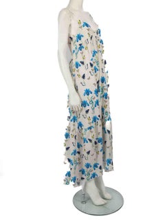Borgo De Nor White Butterfly Floral Midi Dress Size S