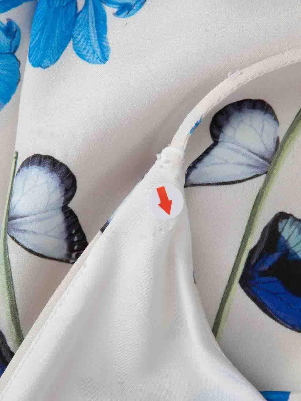 Women's Borgo De Nor White Butterfly Floral Midi Dress Size S For Sale