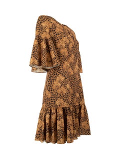 Borgo De Nor Women's Brown Leopard & Orchard Printed Mini Dress