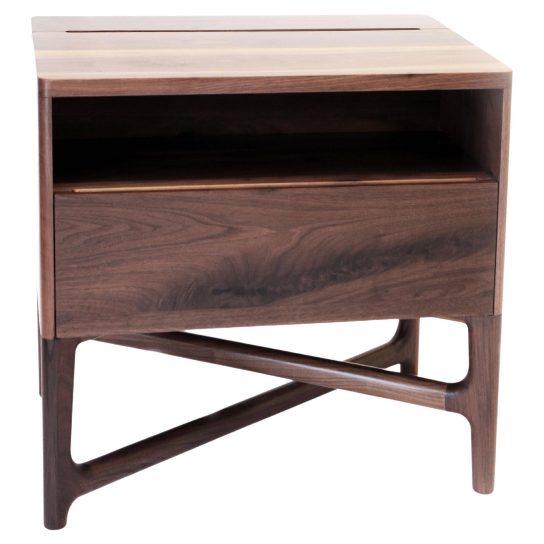 Boris 60 Walnut Night Stand, Contemporary Mexican Design