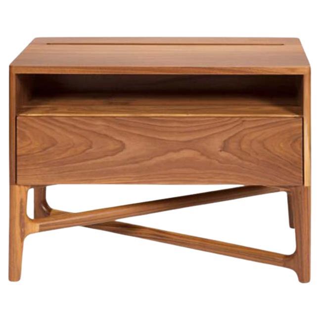 Boris 80 Tropical Hardwood Night Stand, Contemporary Mexican Design For Sale