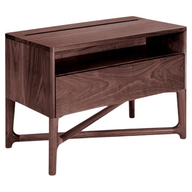 Boris 80 Walnut Night Stand, Contemporary Mexican Design by Juskani Alonso For Sale