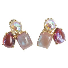 Boris Aurealis Vintage Crystal Clip On Earrings by Vogue