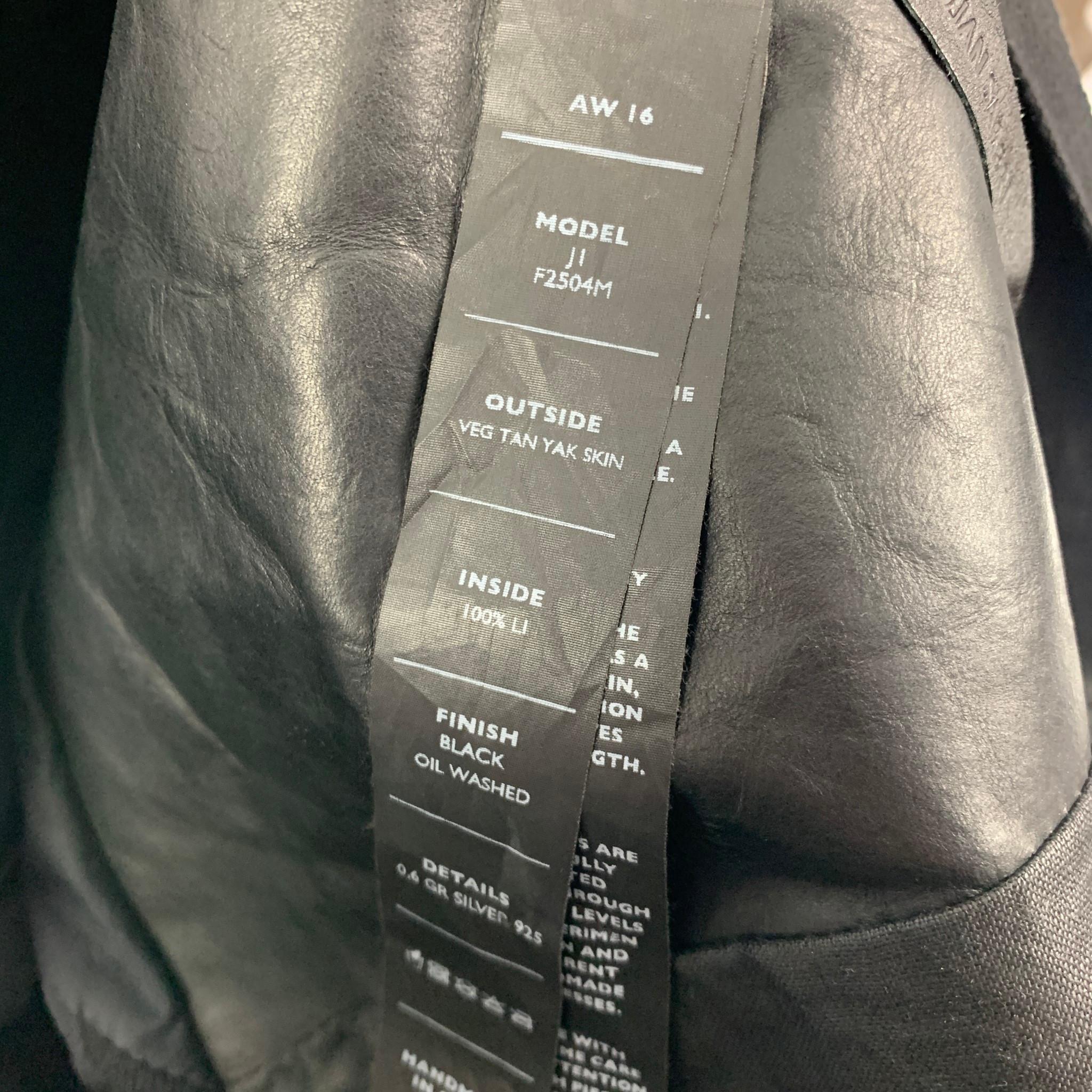 BORIS BIDJAN SABERI Size M Black Leather Zip Up Jacket In Excellent Condition In San Francisco, CA