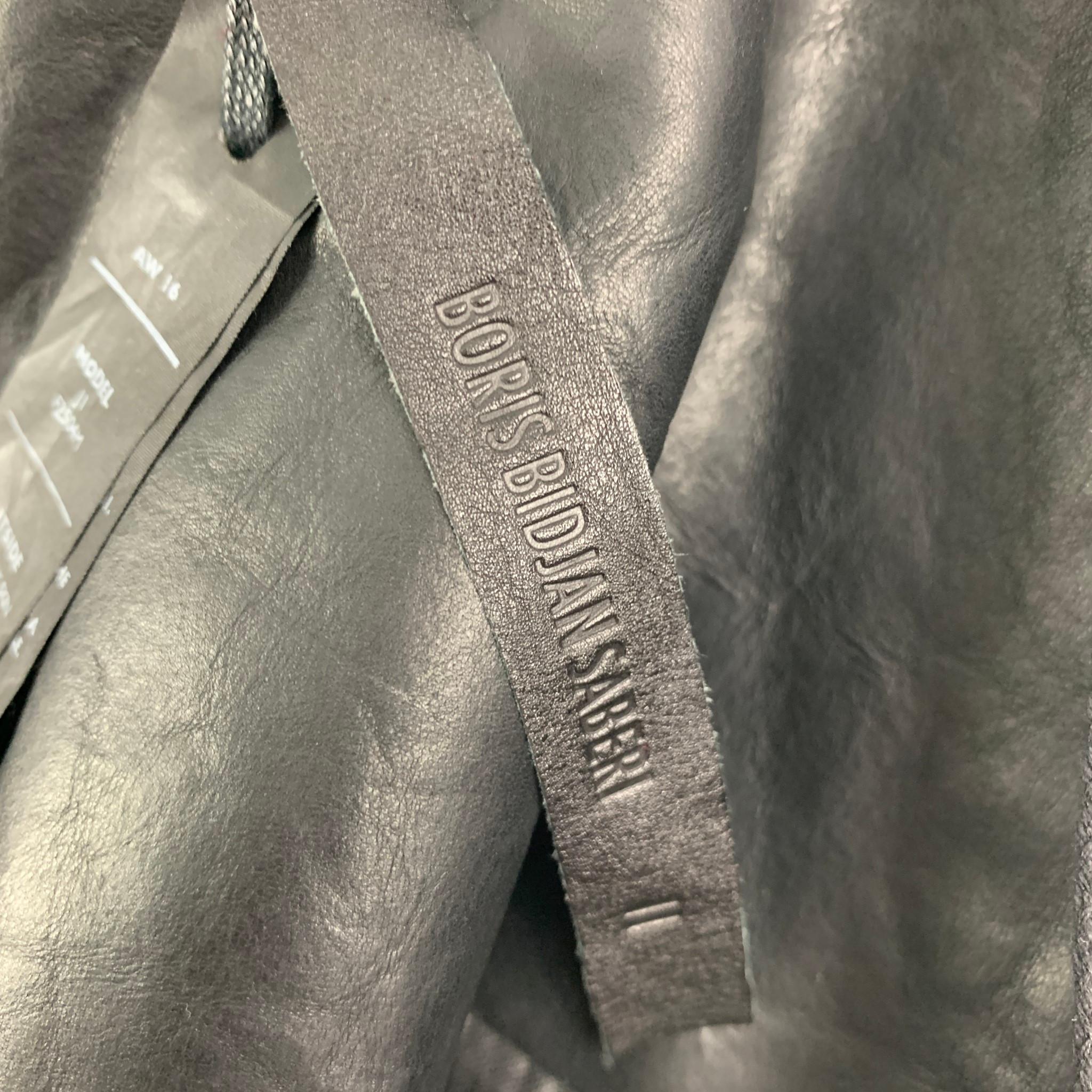 BORIS BIDJAN SABERI Size M Black Leather Zip Up Jacket 1
