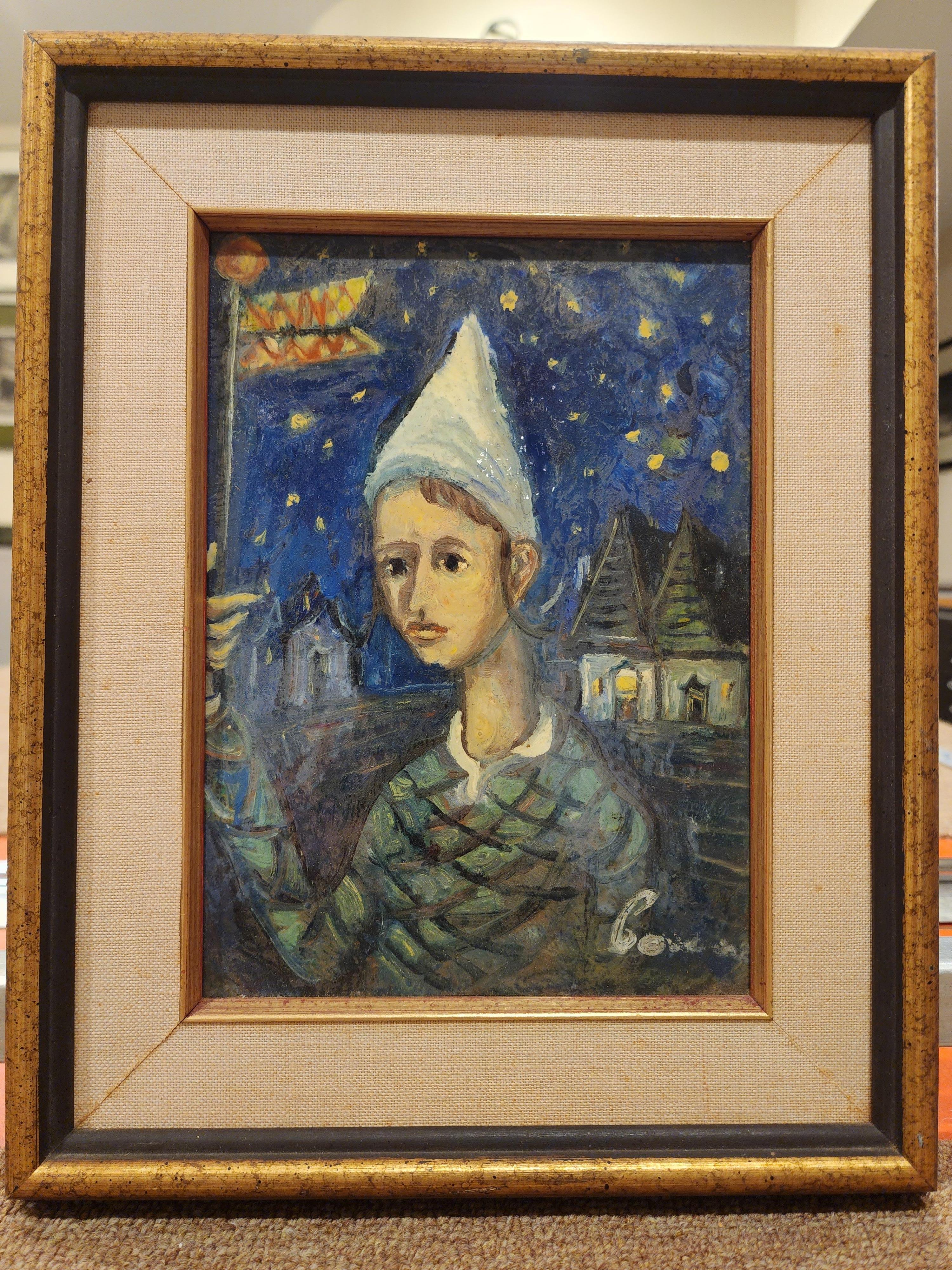 Orthodox Boy in the Starlight - Painting by Boris Borvine Frenkel