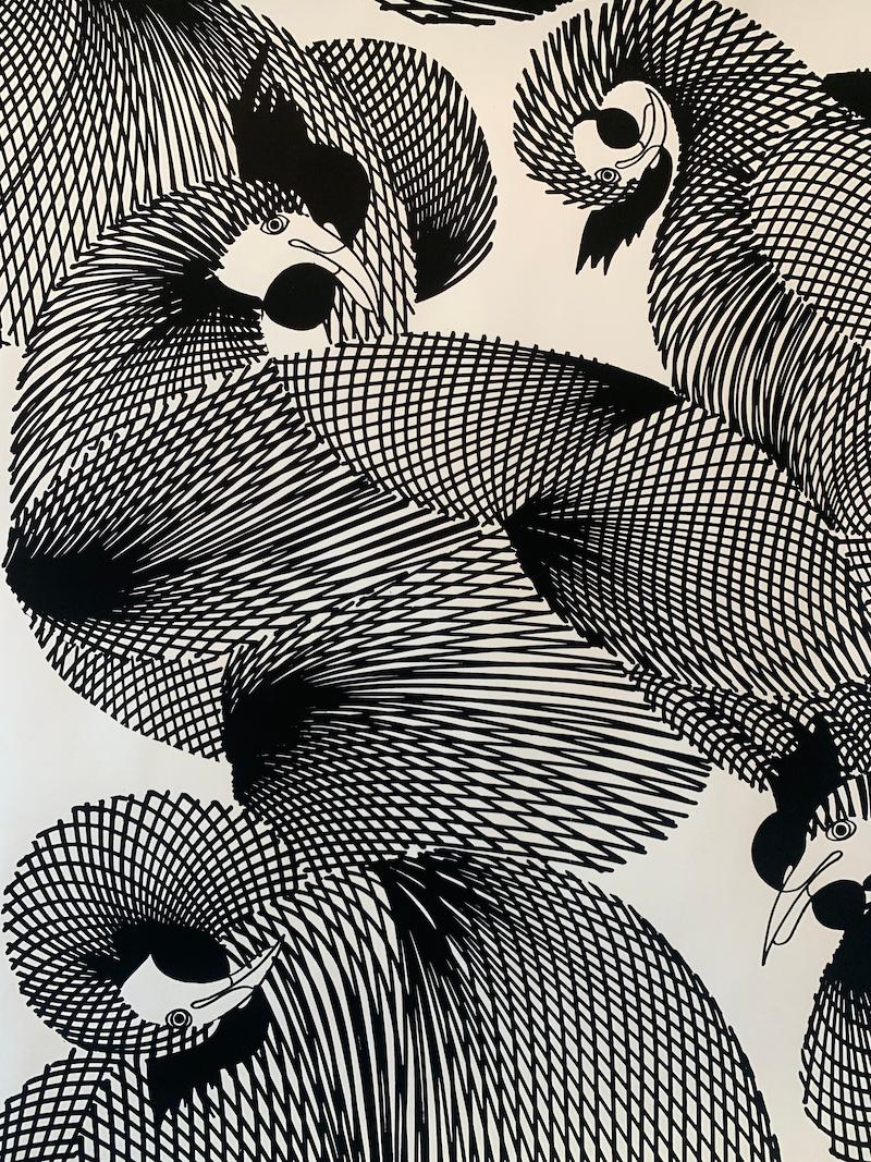 Mid-Century Modern Affiche d'exposition originale de Boris Bucan, «hangai Exhibition », vers 1980 en vente