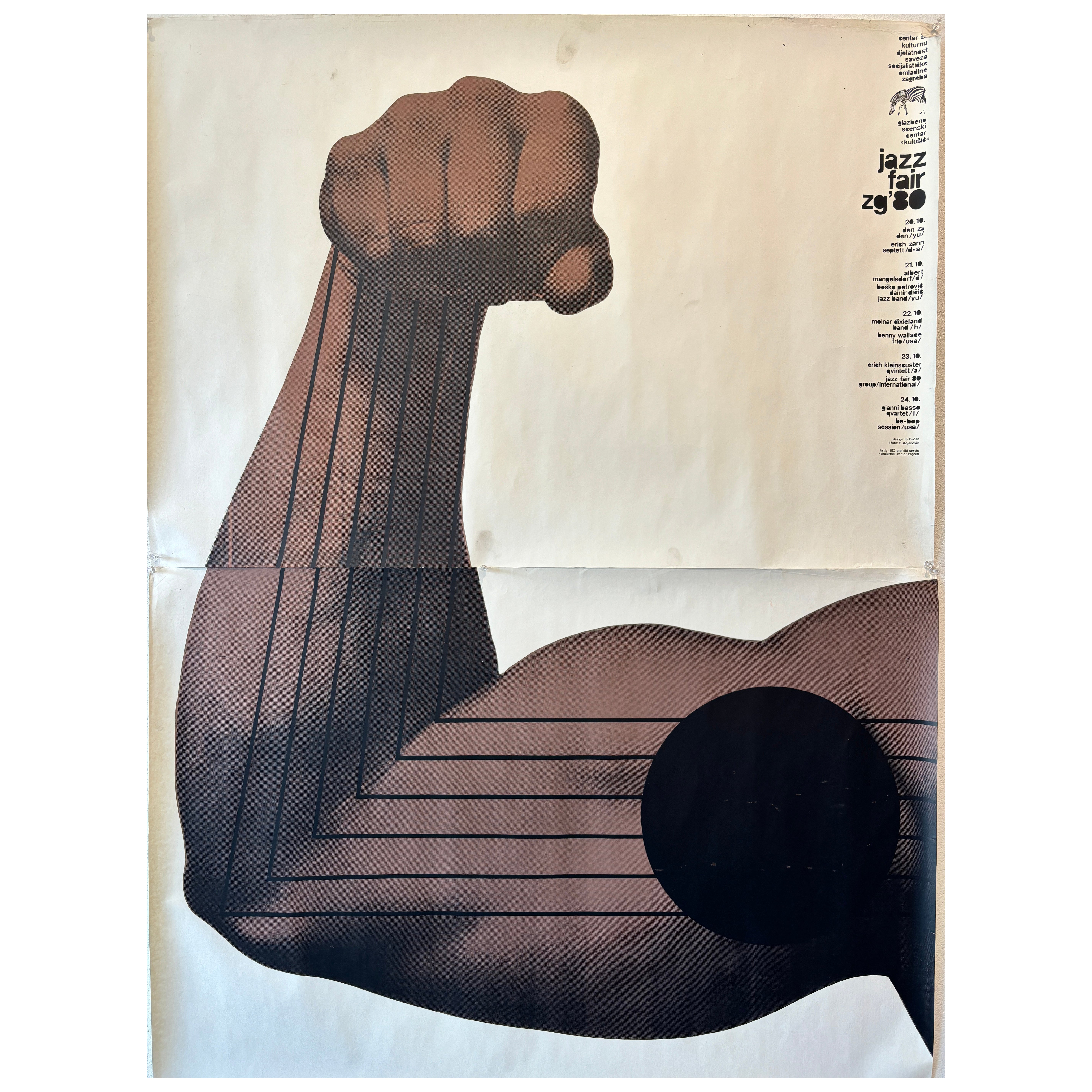 BORIS BUCAN Sérigraphie à deux feuilles Original Vintage Poster, Zagreb Jazz Fair 1980