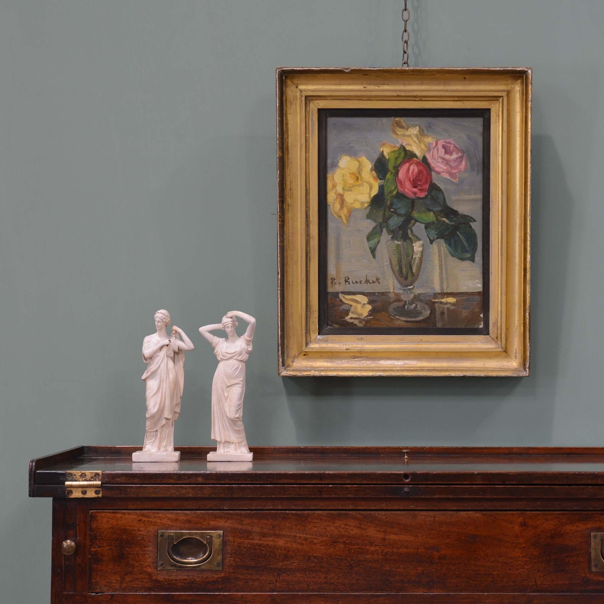 Boris Buchet (French, 1917 – 1999) Oil on board - Still life of roses in a vase In Good Condition For Sale In Castle Douglas, GB