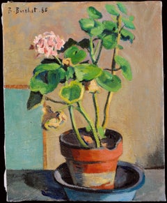 Flower in a Pot - 20th Century French Paris School Floral Still Life Painting
