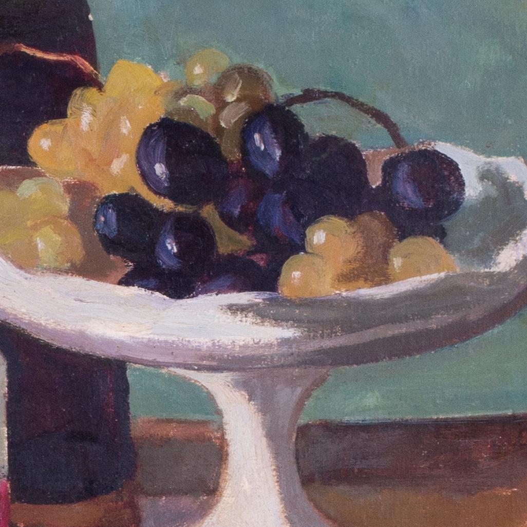 Natura morta francese del XX secolo, uva, uova, pane e vino di Boris Buchet in vendita 3