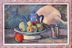 Vintage French, 20th Century still life of apples and a coffee pot by Boris Buchet