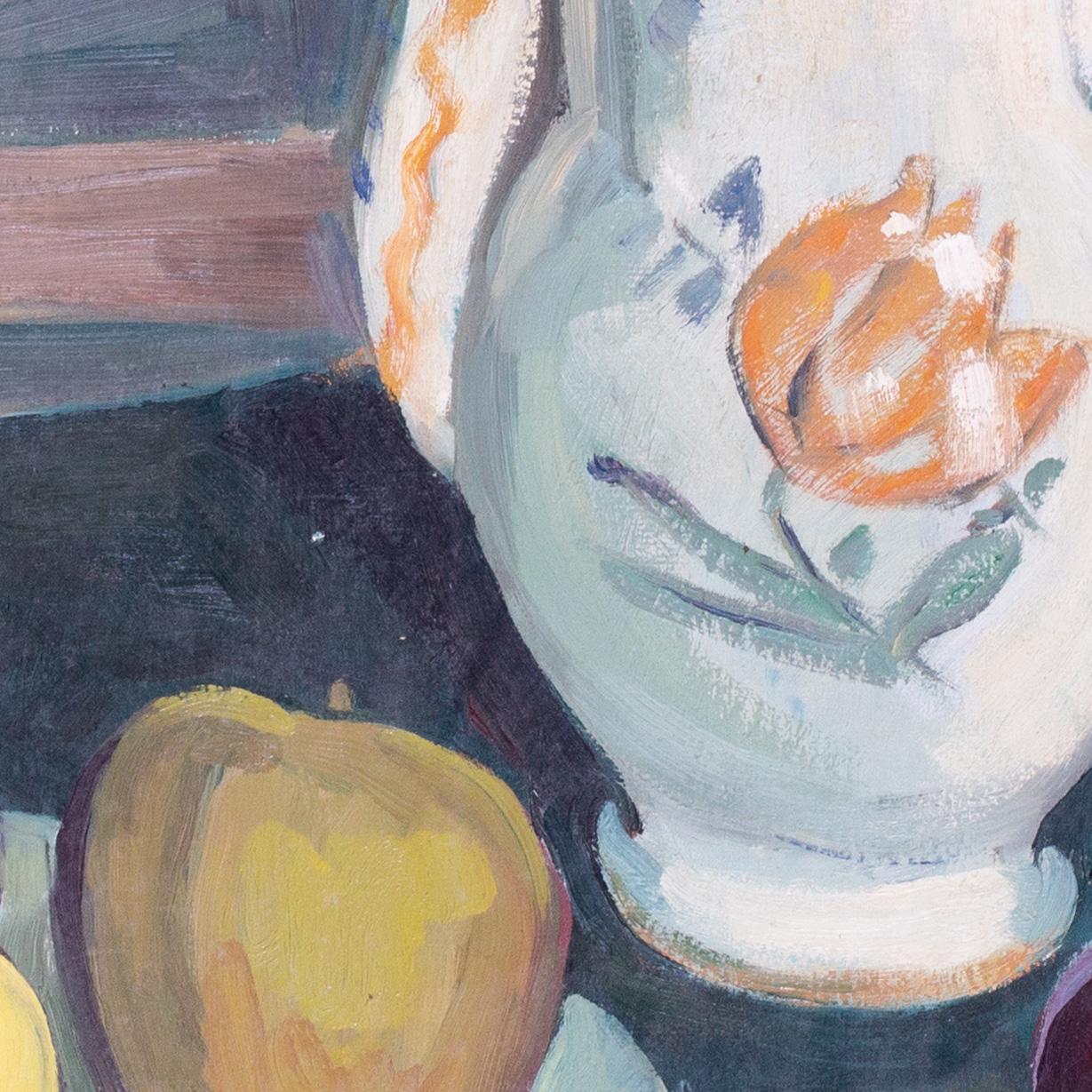 France, 20e siècle Nature morte de pommes et cruche décorée par Boris Buchet en vente 3