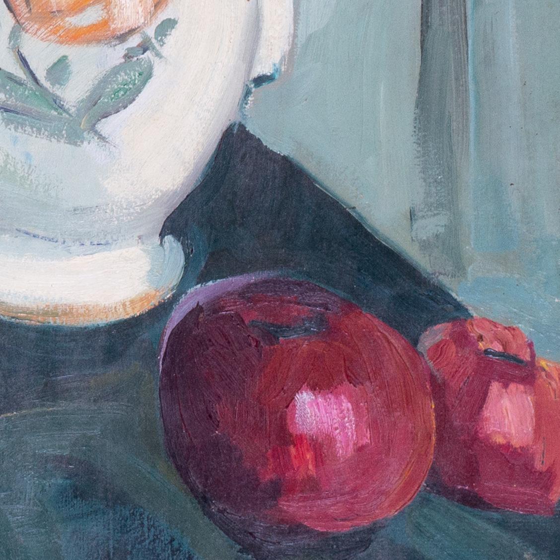 France, 20e siècle Nature morte de pommes et cruche décorée par Boris Buchet en vente 5