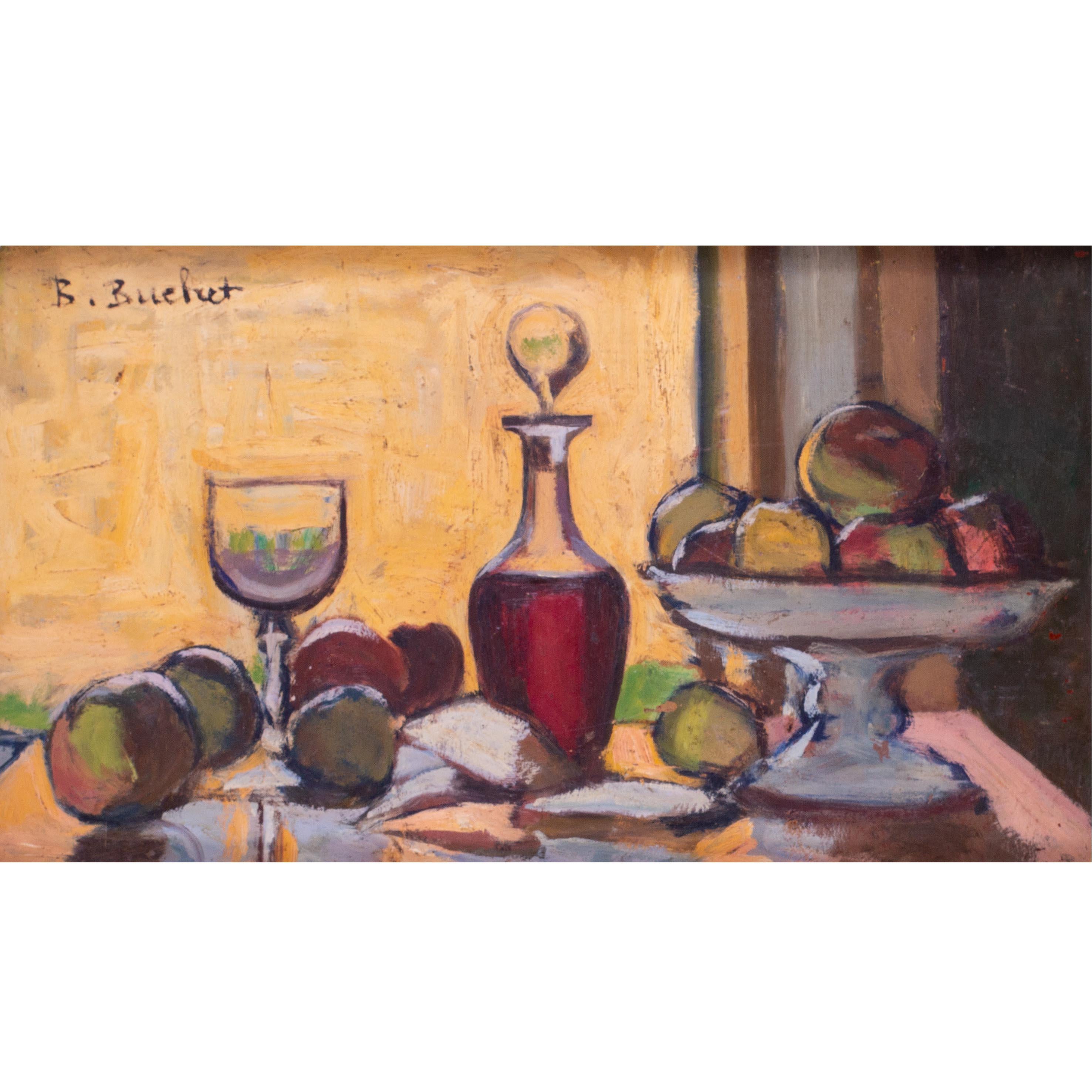 Französisches Stillleben aus Äpfeln und Wein des 20. Jahrhunderts von Boris Buchet im Angebot 1