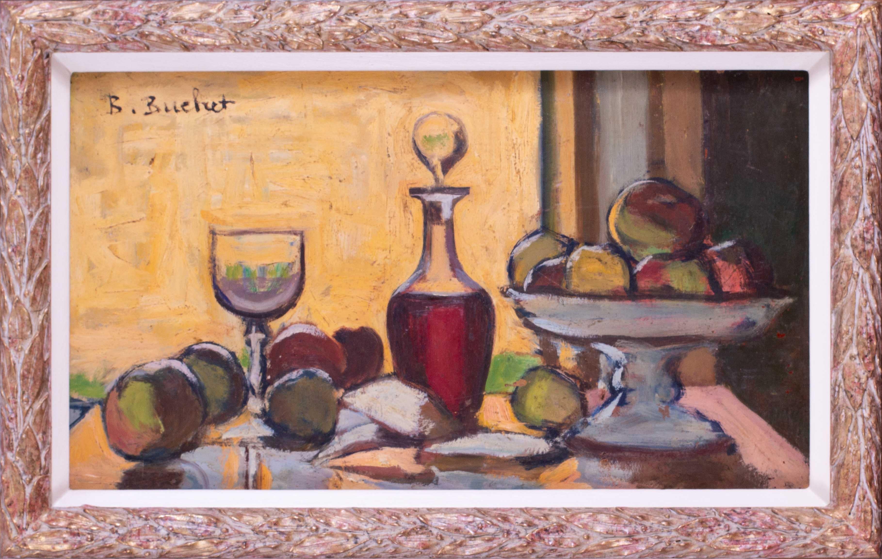Französisches Stillleben aus Äpfeln und Wein des 20. Jahrhunderts von Boris Buchet
