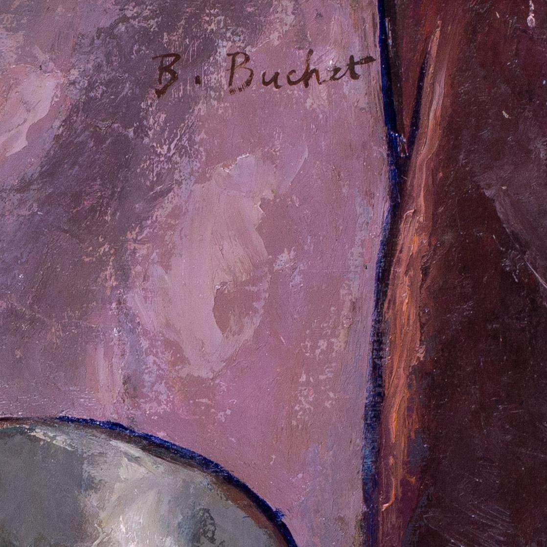 Francés, Siglo XX bodegón de manzanas, cebollas y una sartén por Boris Buchet 5