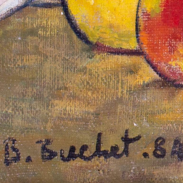 French, 20th Century still life of fruit and candlestick by Boris Buchet For Sale 2