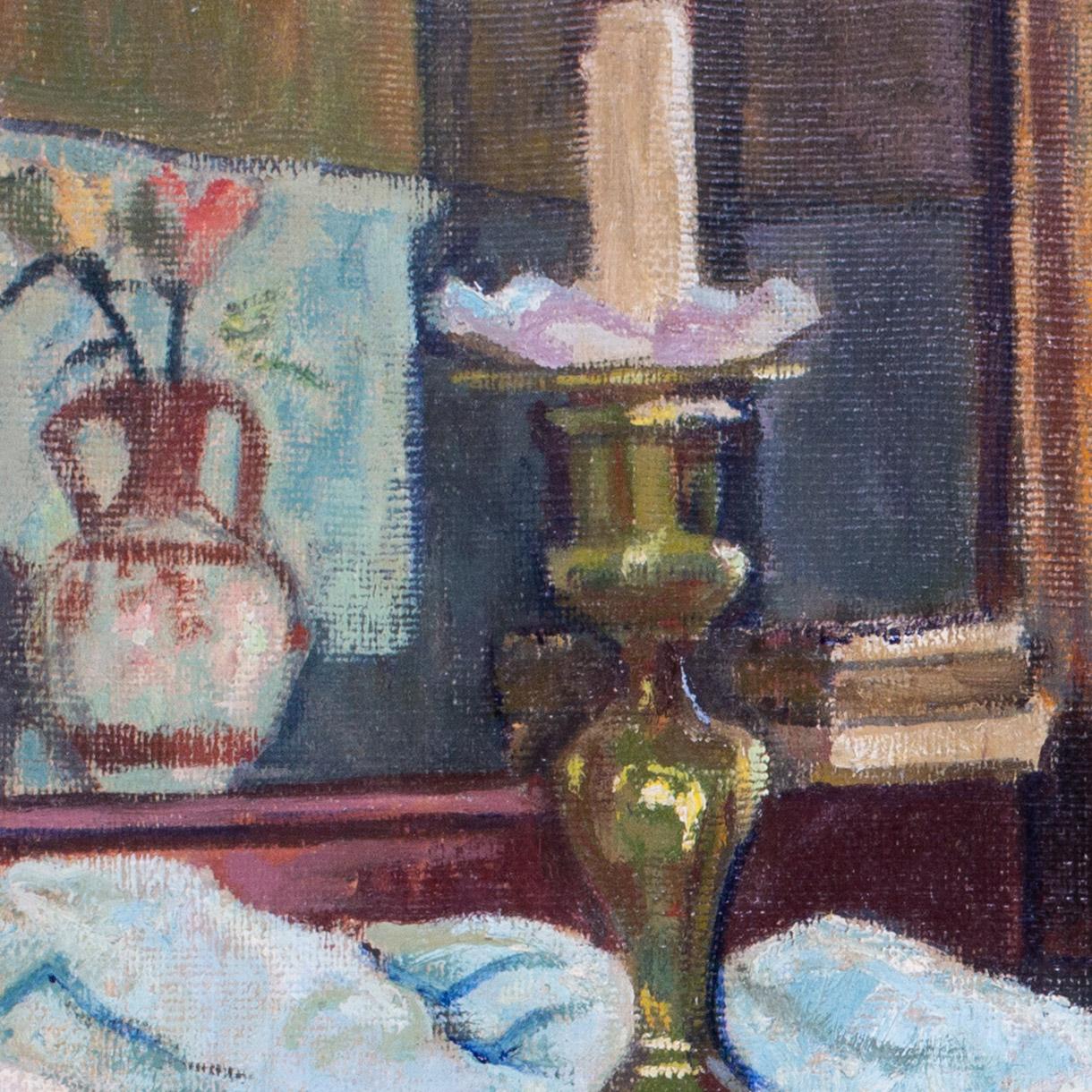 French, 20th Century still life of fruit and candlestick by Boris Buchet For Sale 3