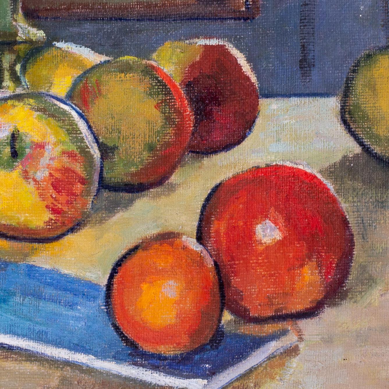 French, 20th Century still life of fruit and candlestick by Boris Buchet For Sale 4