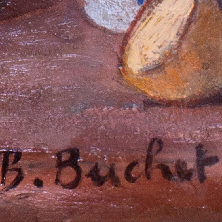 Natura morta francese del XX secolo con padella, bicchiere e lattiera di Boris Buchet 2